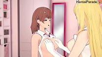 Yuri 3P Misaki Shokuhou x Misaka Mikoto Railgun Hentai